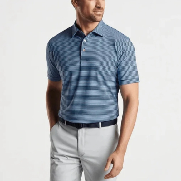 PETER MILLAR - MEN'S HALES PERFORMANCE POLO Navy/White. Large NWOT